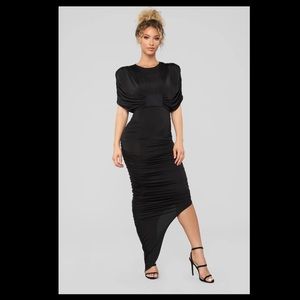 Fashion Nova Asymmetrical Dress in Black